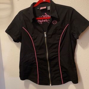 Harley Davidson black zip up top size L